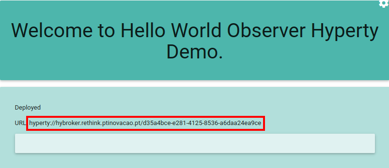 Hello World Observer Hyperty Address