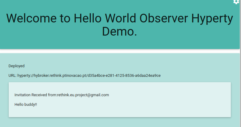 Messages received by Hello World Observer Hyperty 